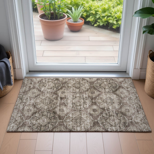 Addison Chantille ACN2196 Panel Machine Made Transitional Chocolate Rug