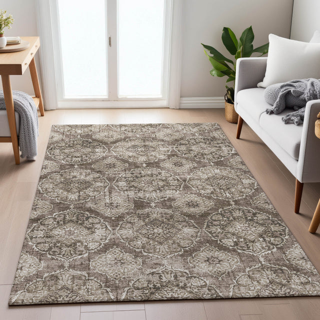 Addison Chantille ACN2196 Panel Machine Made Transitional Chocolate Rug