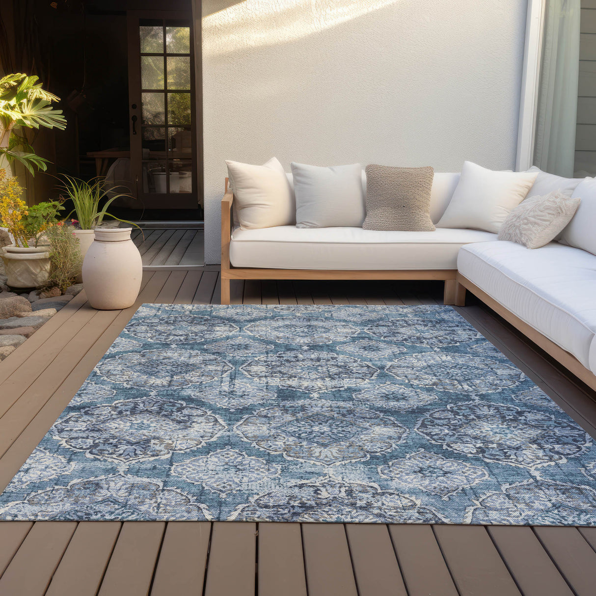 Addison Chantille ACN2196 Panel Machine Made Transitional Denim Rug