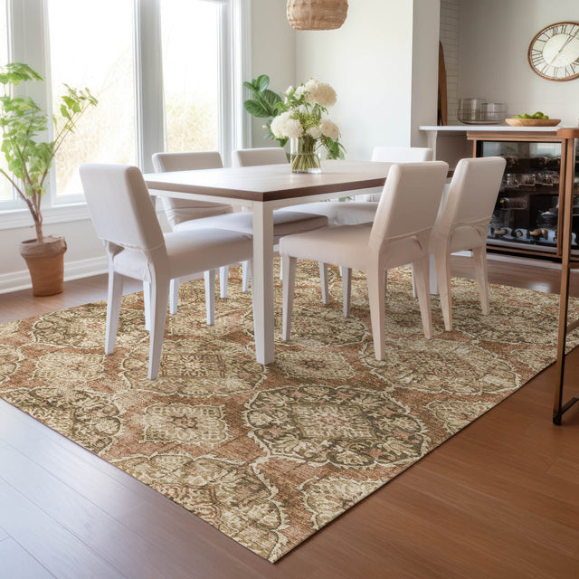 Addison Chantille ACN2196 Panel Machine Made Transitional Paprika Rug