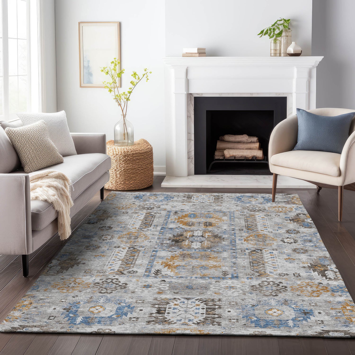 Addison Chantille ACN2198 Bohemian Machine Made Transitional Gray Rug