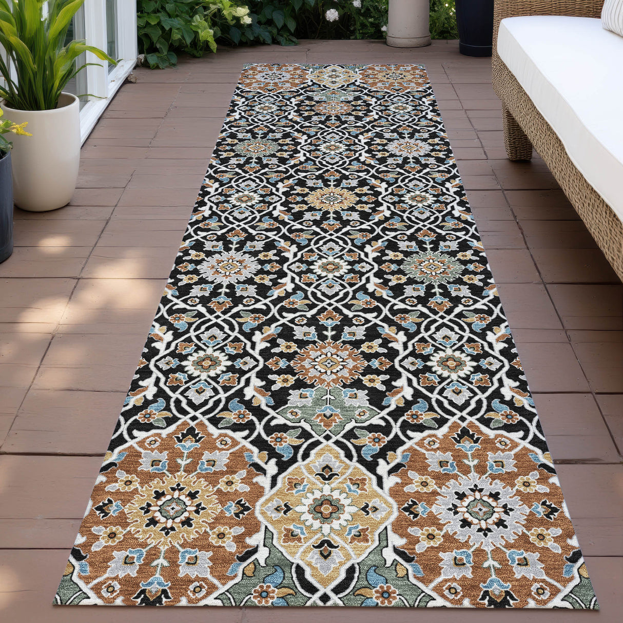 Addison Chantille ACN2199 Panel Machine Made Transitional Black Rug