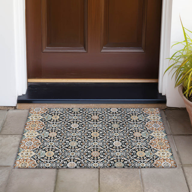 Addison Chantille ACN2199 Panel Machine Made Transitional Black Rug