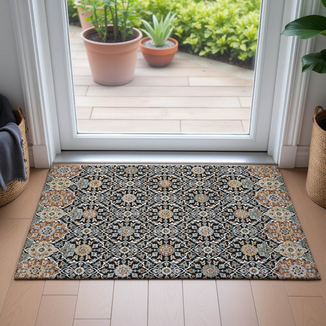 Addison Chantille ACN2199 Panel Machine Made Transitional Black Rug