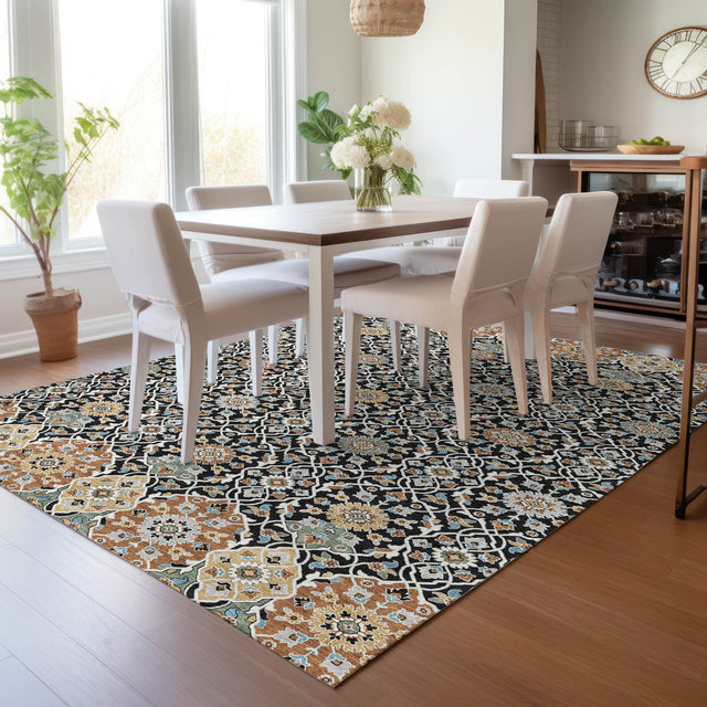 Addison Chantille ACN2199 Panel Machine Made Transitional Black Rug