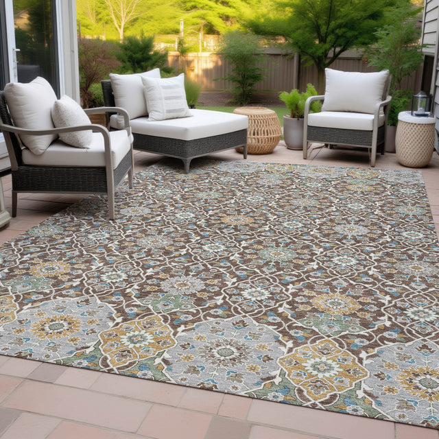 Addison Chantille ACN2199 Panel Machine Made Transitional Chocolate Rug