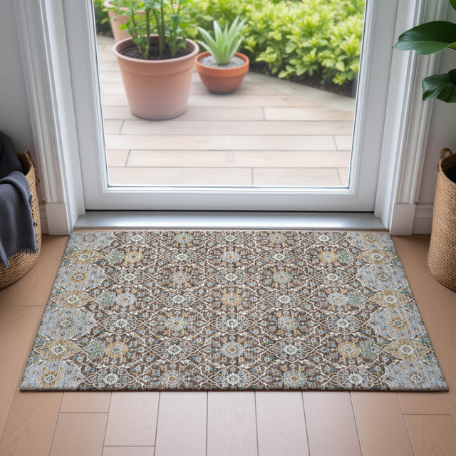 Addison Chantille ACN2199 Panel Machine Made Transitional Chocolate Rug