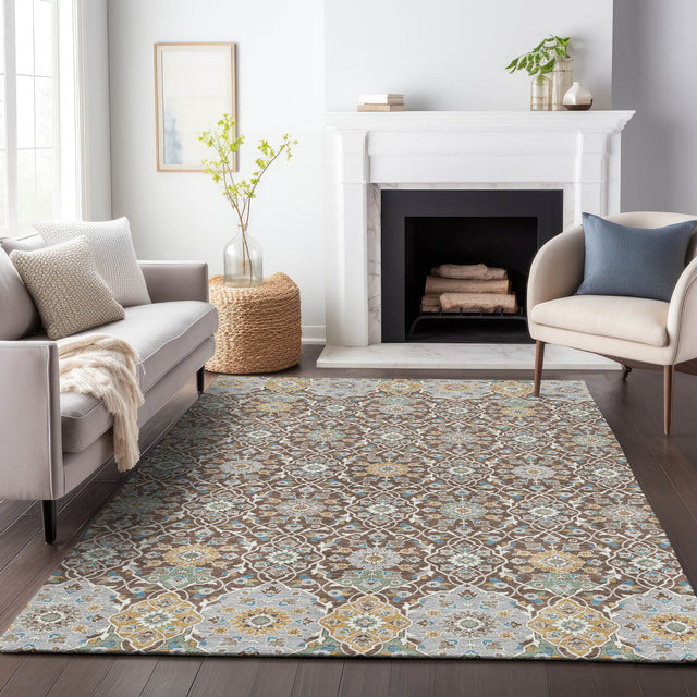 Addison Chantille ACN2199 Panel Machine Made Transitional Chocolate Rug