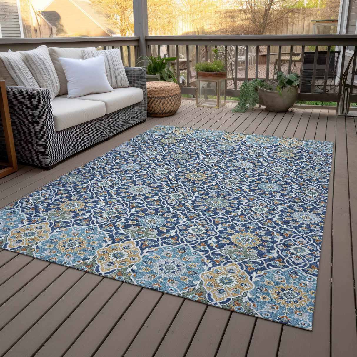 Addison Chantille ACN2199 Panel Machine Made Transitional Navy Rug