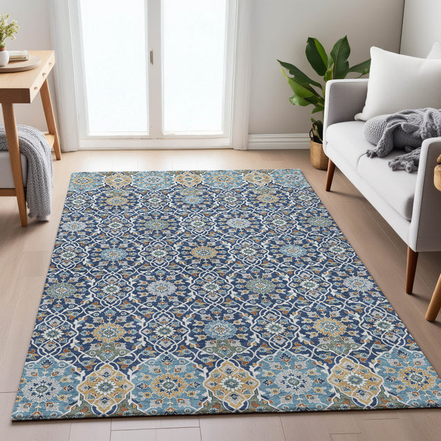 Addison Chantille ACN2199 Panel Machine Made Transitional Navy Rug