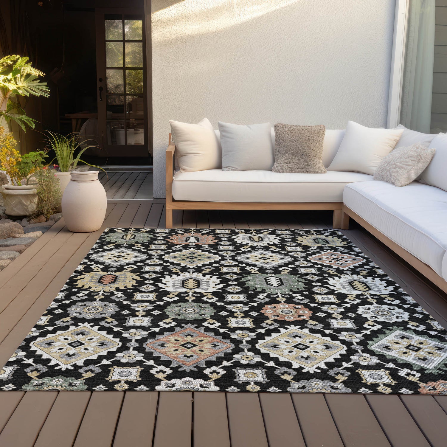 Addison Chantille ACN2200 Bohemian Machine Made Transitional Black Rug