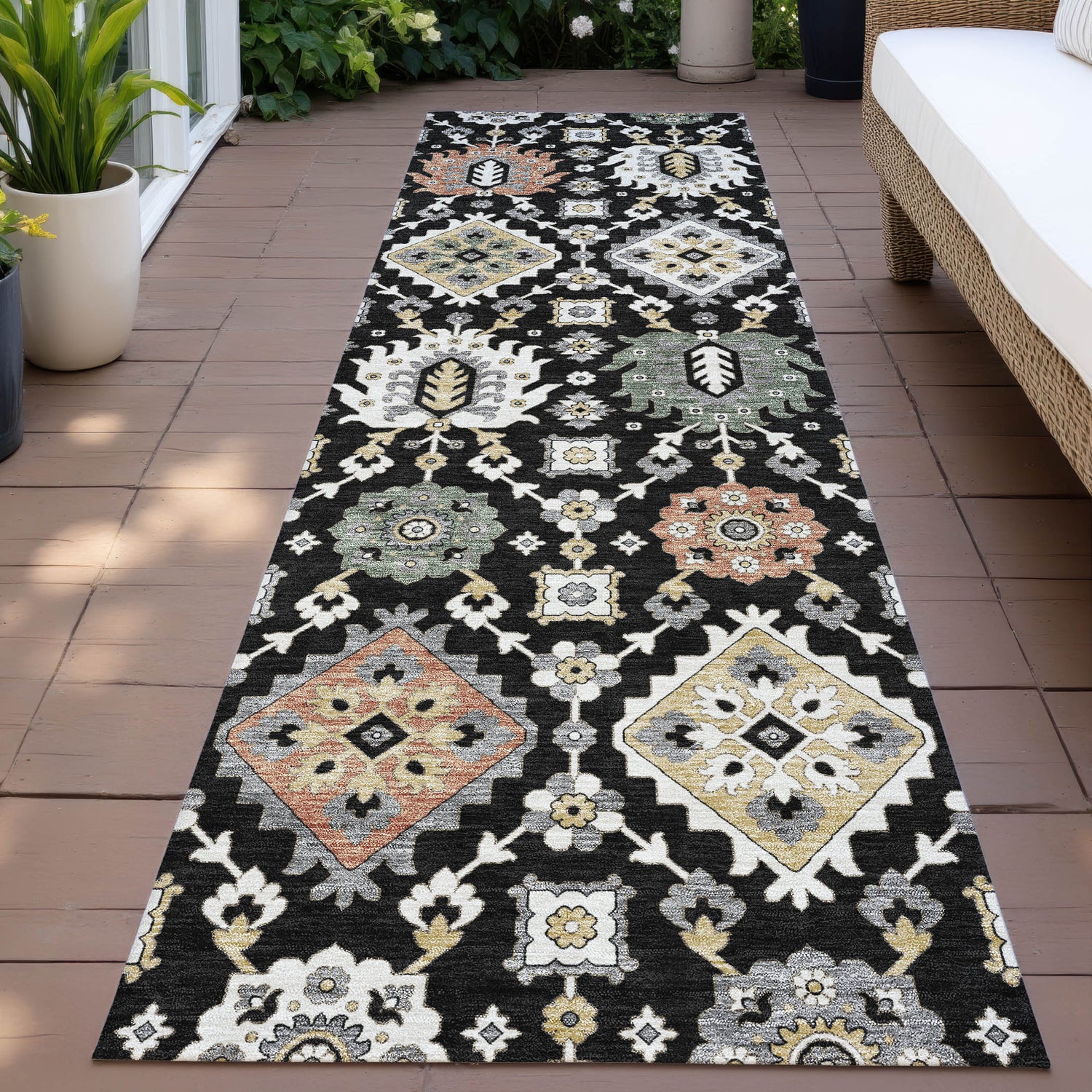 Addison Chantille ACN2200 Bohemian Machine Made Transitional Black Rug