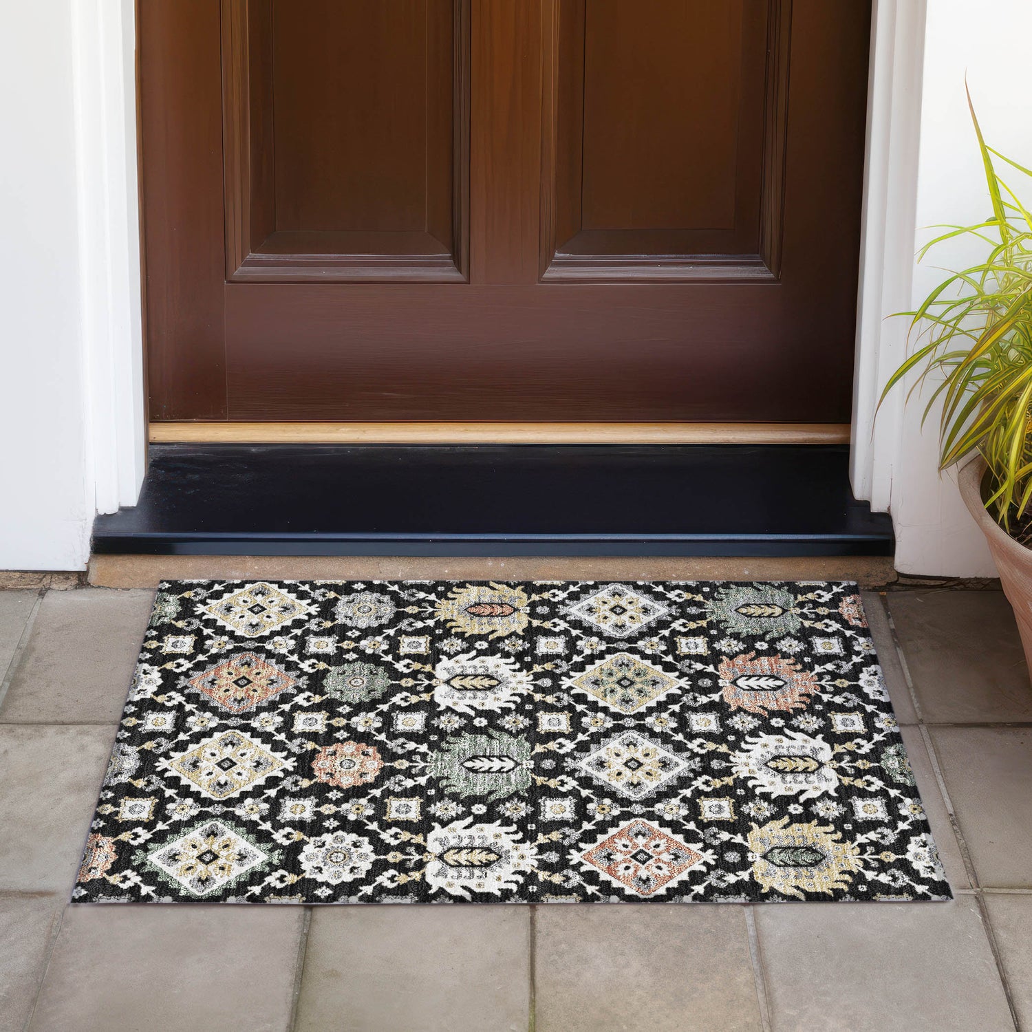 Addison Chantille ACN2200 Bohemian Machine Made Transitional Black Rug