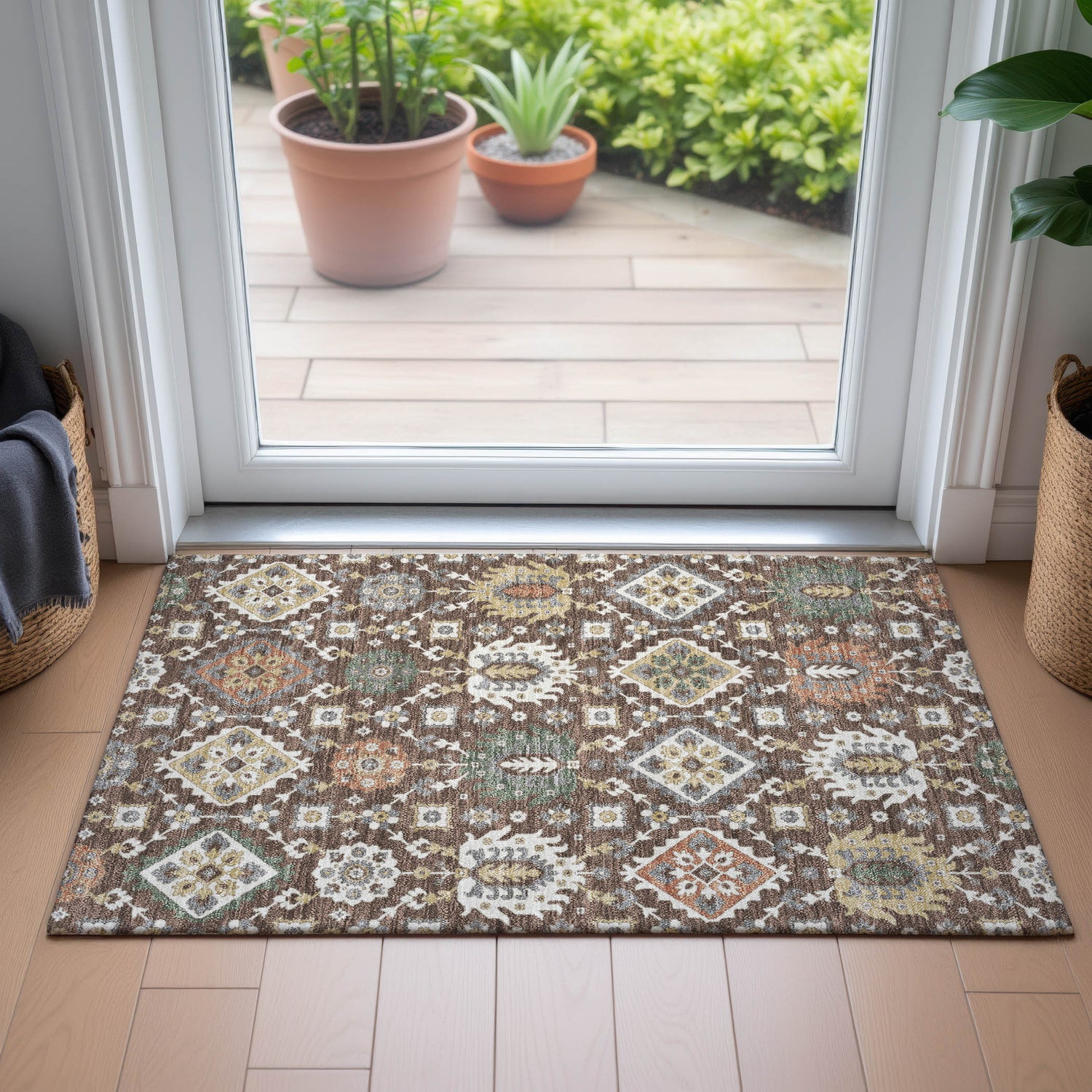 Addison Chantille ACN2200 Bohemian Machine Made Transitional Chocolate Rug