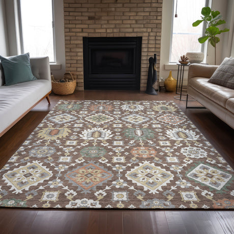 Addison Chantille ACN2200 Bohemian Machine Made Transitional Chocolate Rug