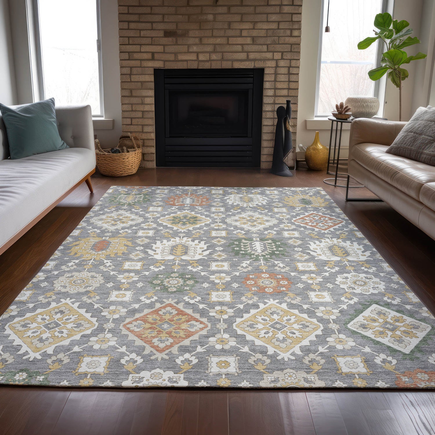 Addison Chantille ACN2200 Bohemian Machine Made Transitional Gray Rug