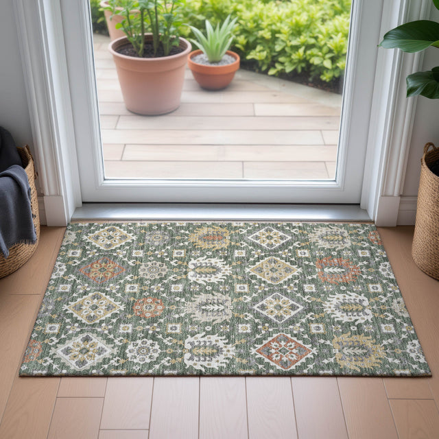 Addison Chantille ACN2200 Bohemian Machine Made Transitional Green Rug