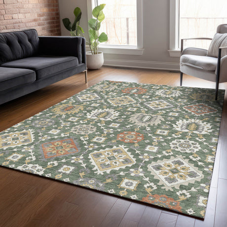 Addison Chantille ACN2200 Bohemian Machine Made Transitional Green Rug