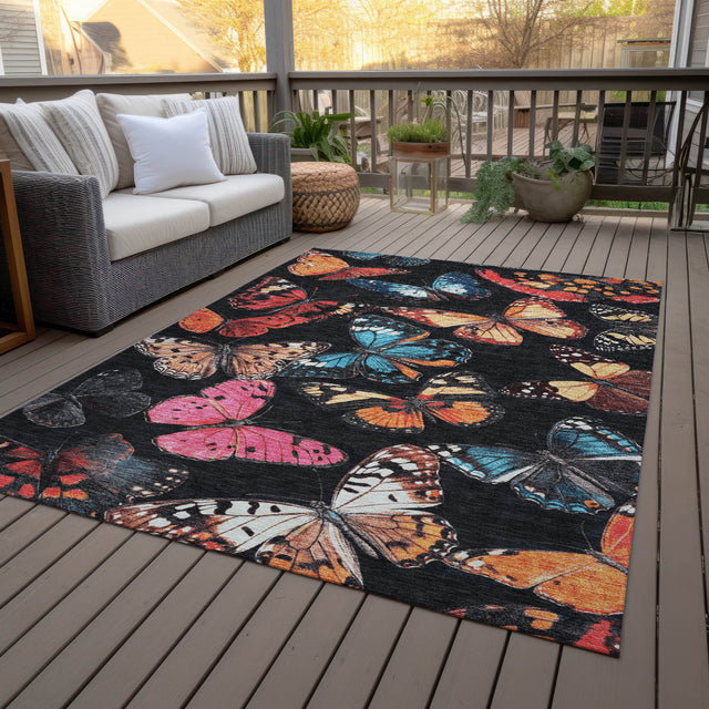 Addison Chantille ACN2201 Animal Machine Made Transitional Black Rug