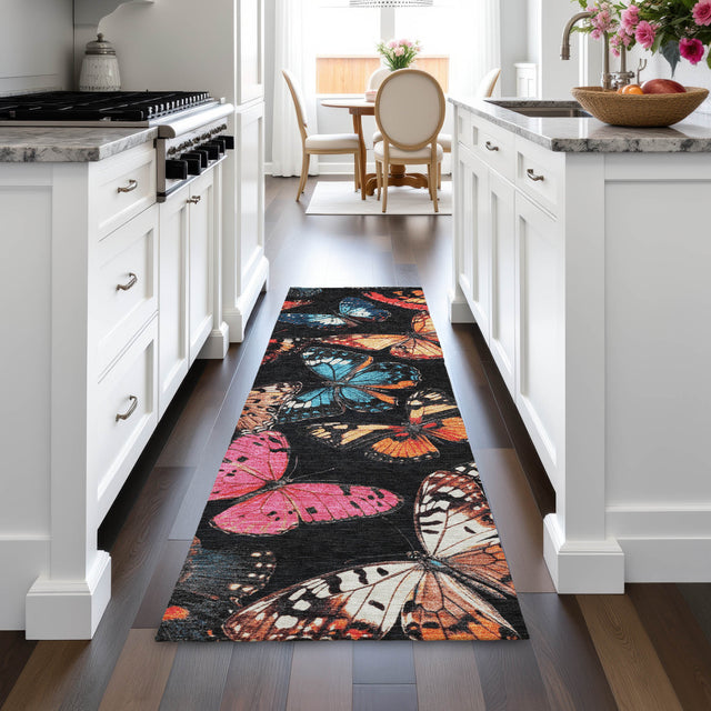 Addison Chantille ACN2201 Animal Machine Made Transitional Black Rug