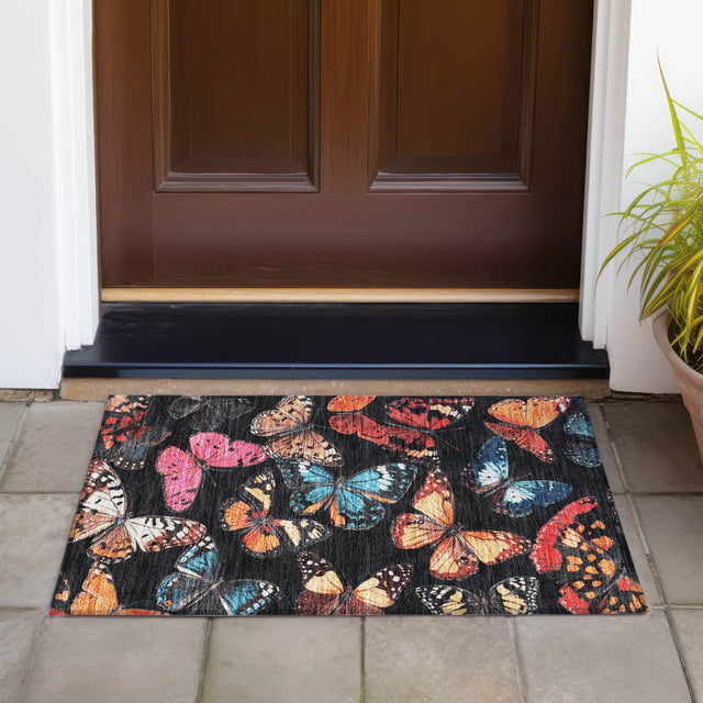 Addison Chantille ACN2201 Animal Machine Made Transitional Black Rug