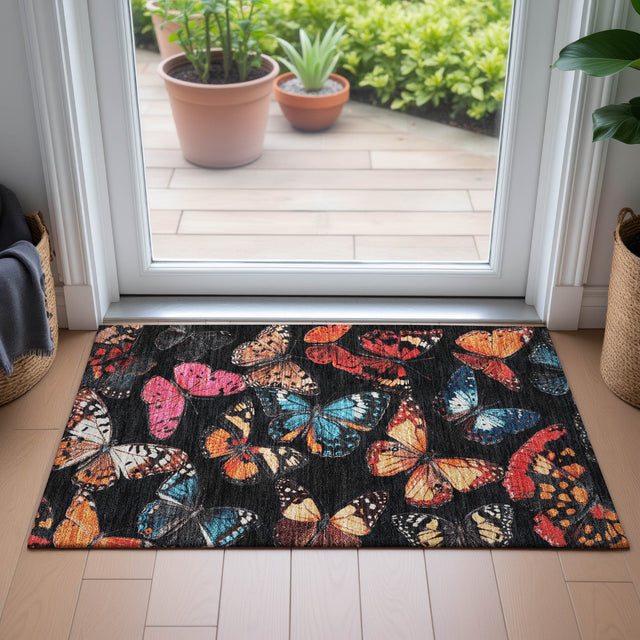 Addison Chantille ACN2201 Animal Machine Made Transitional Black Rug