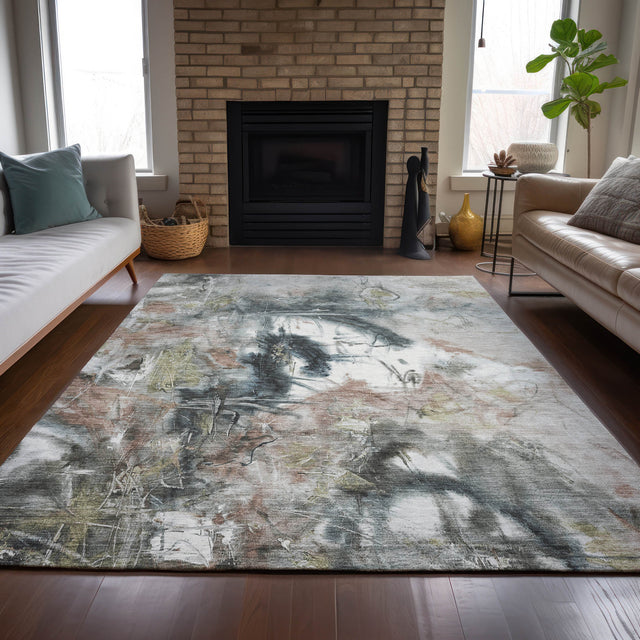 Addison Chantille ACN2202 Abstract Machine Made Transitional Taupe Rug