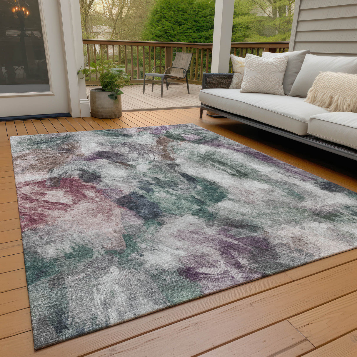 Addison Chantille ACN2204 Abstract Machine Made Transitional Green Rug