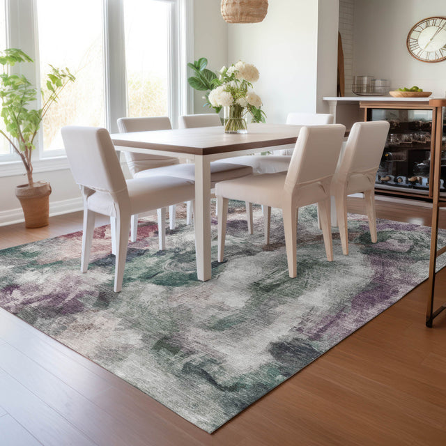 Addison Chantille ACN2204 Abstract Machine Made Transitional Green Rug