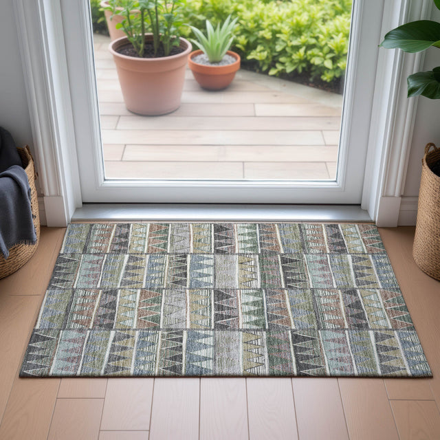 Addison Chantille ACN2205 Geometric Machine Made Transitional Gray Rug