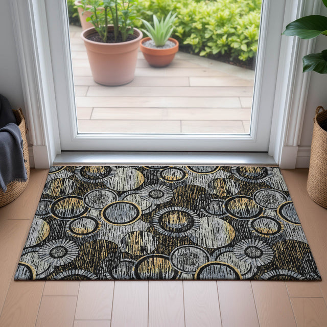 Addison Chantille ACN2206 Geometric Machine Made Transitional Black Rug