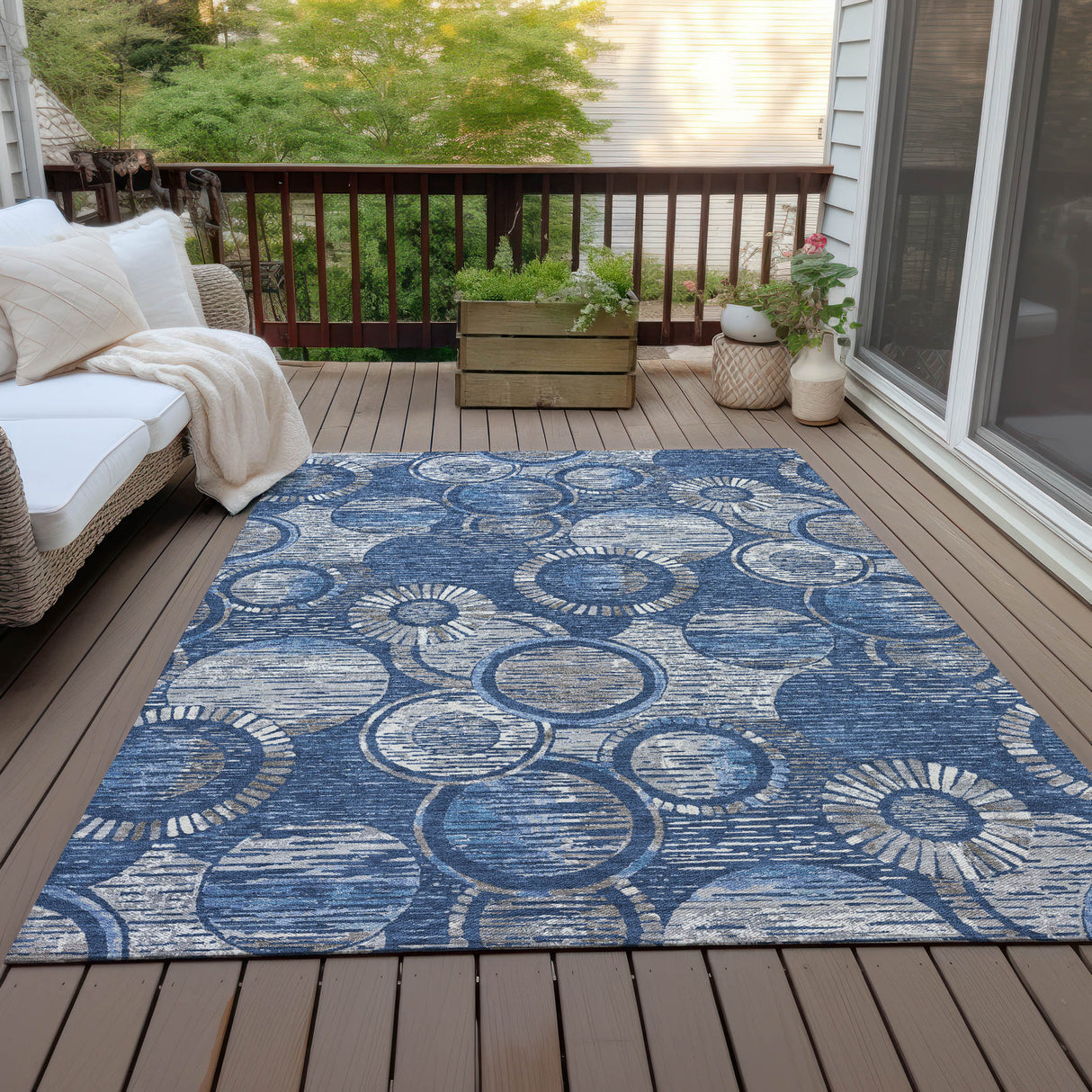 Addison Chantille ACN2206 Geometric Machine Made Transitional Navy Rug