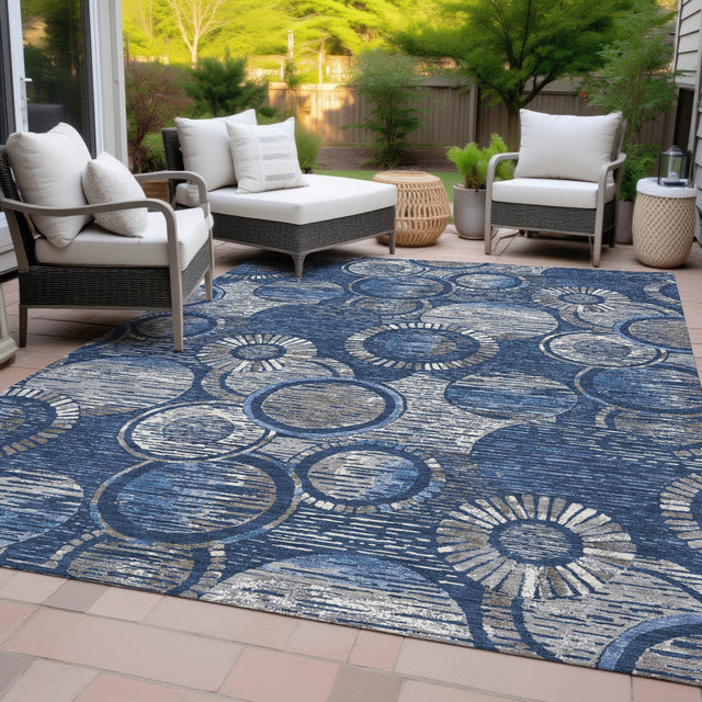 Addison Chantille ACN2206 Geometric Machine Made Transitional Navy Rug