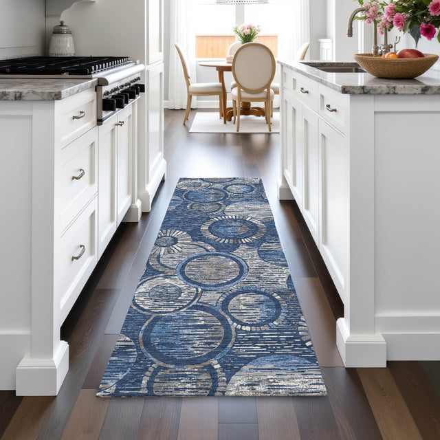 Addison Chantille ACN2206 Geometric Machine Made Transitional Navy Rug
