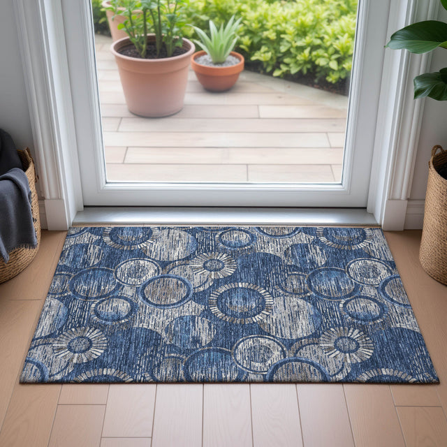 Addison Chantille ACN2206 Geometric Machine Made Transitional Navy Rug