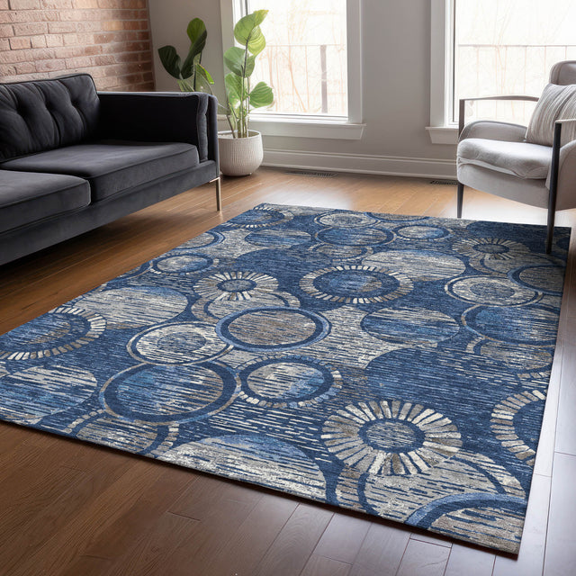 Addison Chantille ACN2206 Geometric Machine Made Transitional Navy Rug