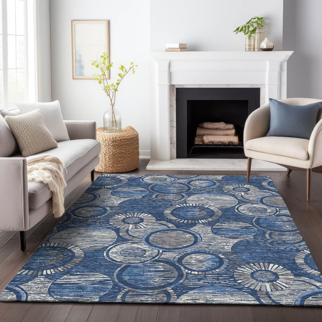 Addison Chantille ACN2206 Geometric Machine Made Transitional Navy Rug