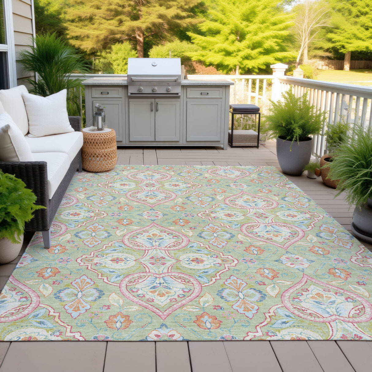 Addison Chantille ACN2207 Bohemian Machine Made Transitional Aloe Rug