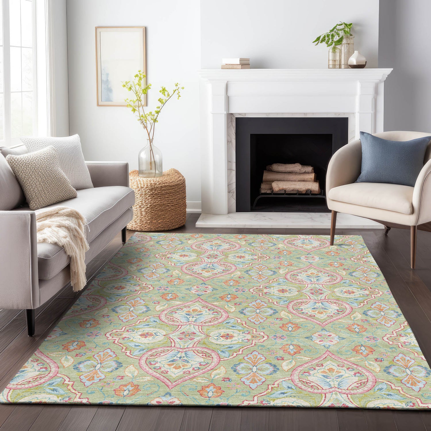Addison Chantille ACN2207 Bohemian Machine Made Transitional Aloe Rug