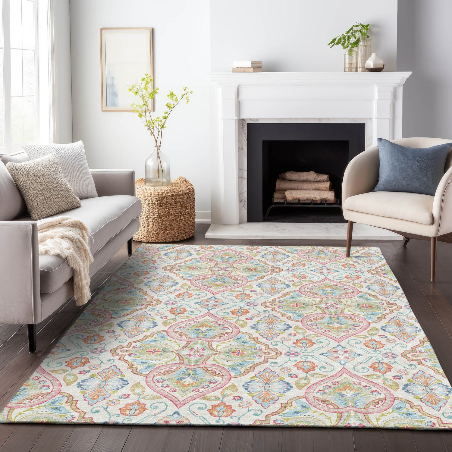 Addison Chantille ACN2207 Bohemian Machine Made Transitional Ivory Rug