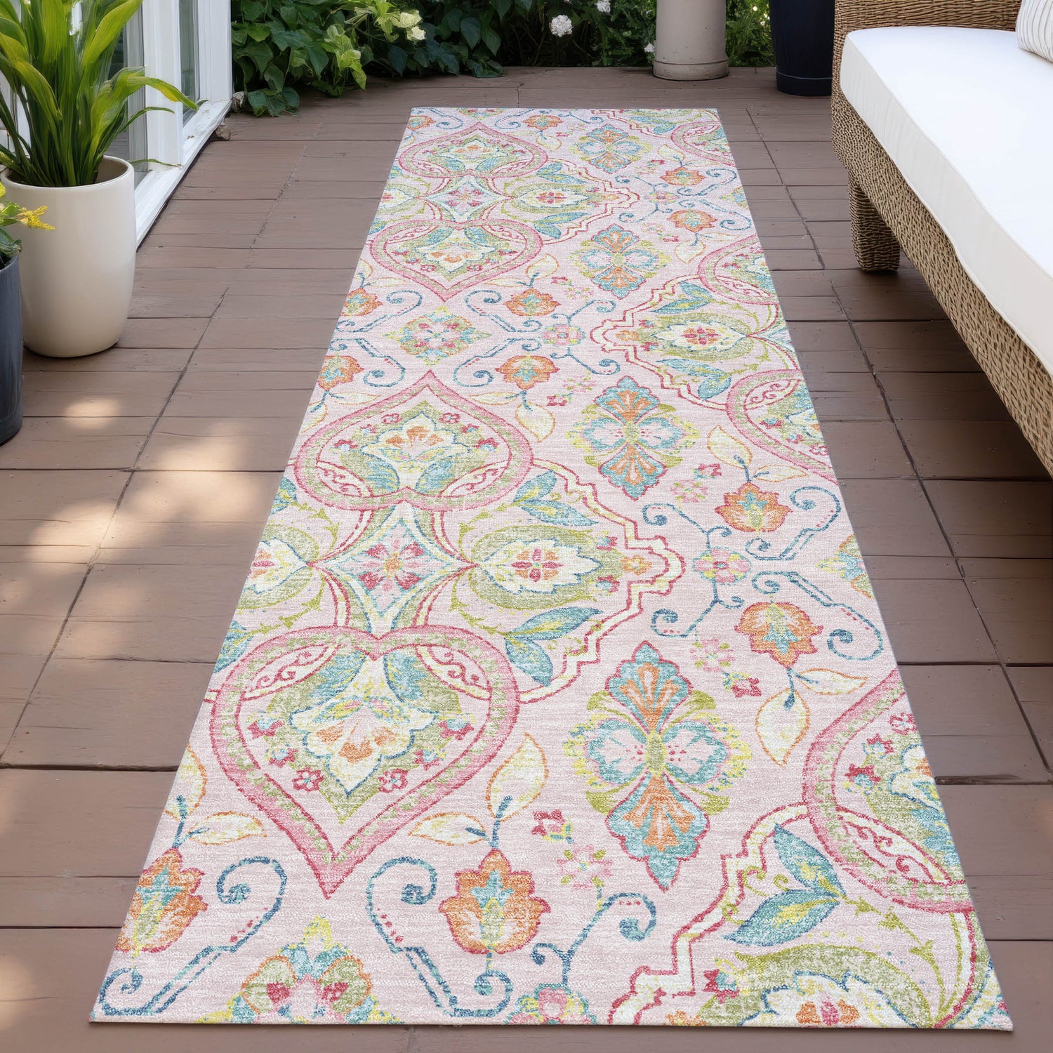 Addison Chantille ACN2207 Bohemian Machine Made Transitional Pink Rug