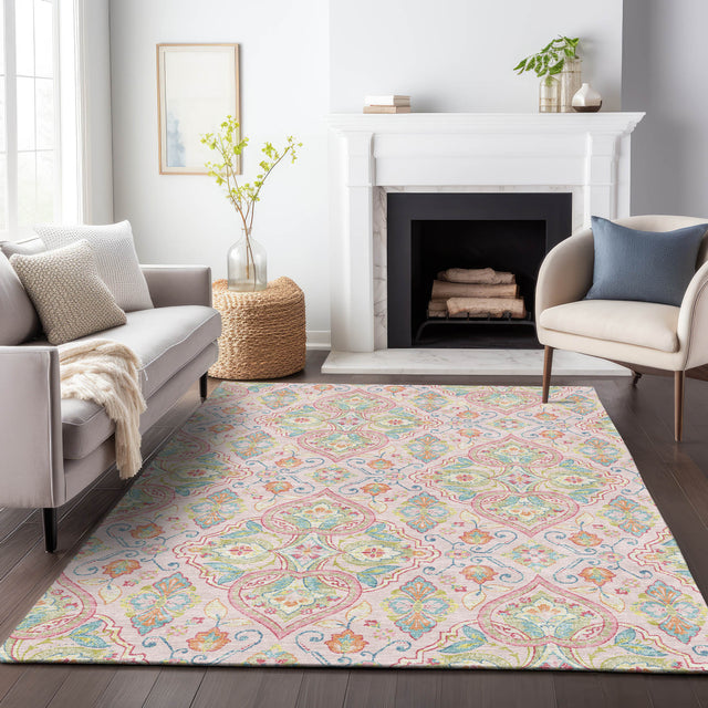 Addison Chantille ACN2207 Bohemian Machine Made Transitional Pink Rug