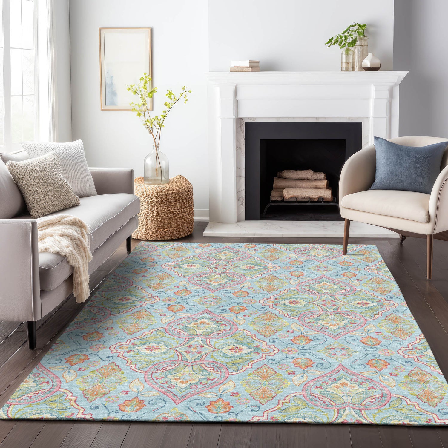 Addison Chantille ACN2207 Bohemian Machine Made Transitional Sky Rug