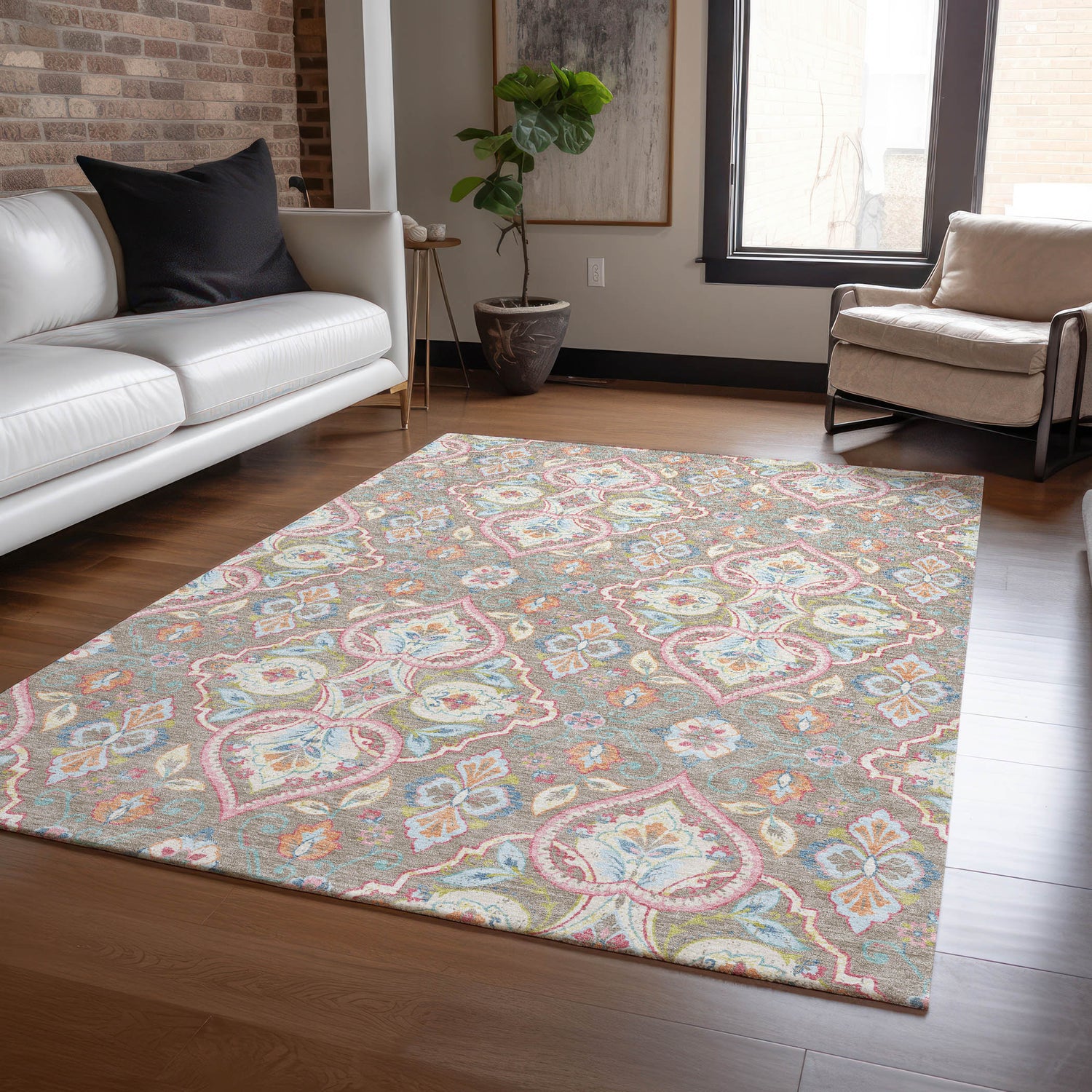 Addison Chantille ACN2207 Bohemian Machine Made Transitional Taupe Rug