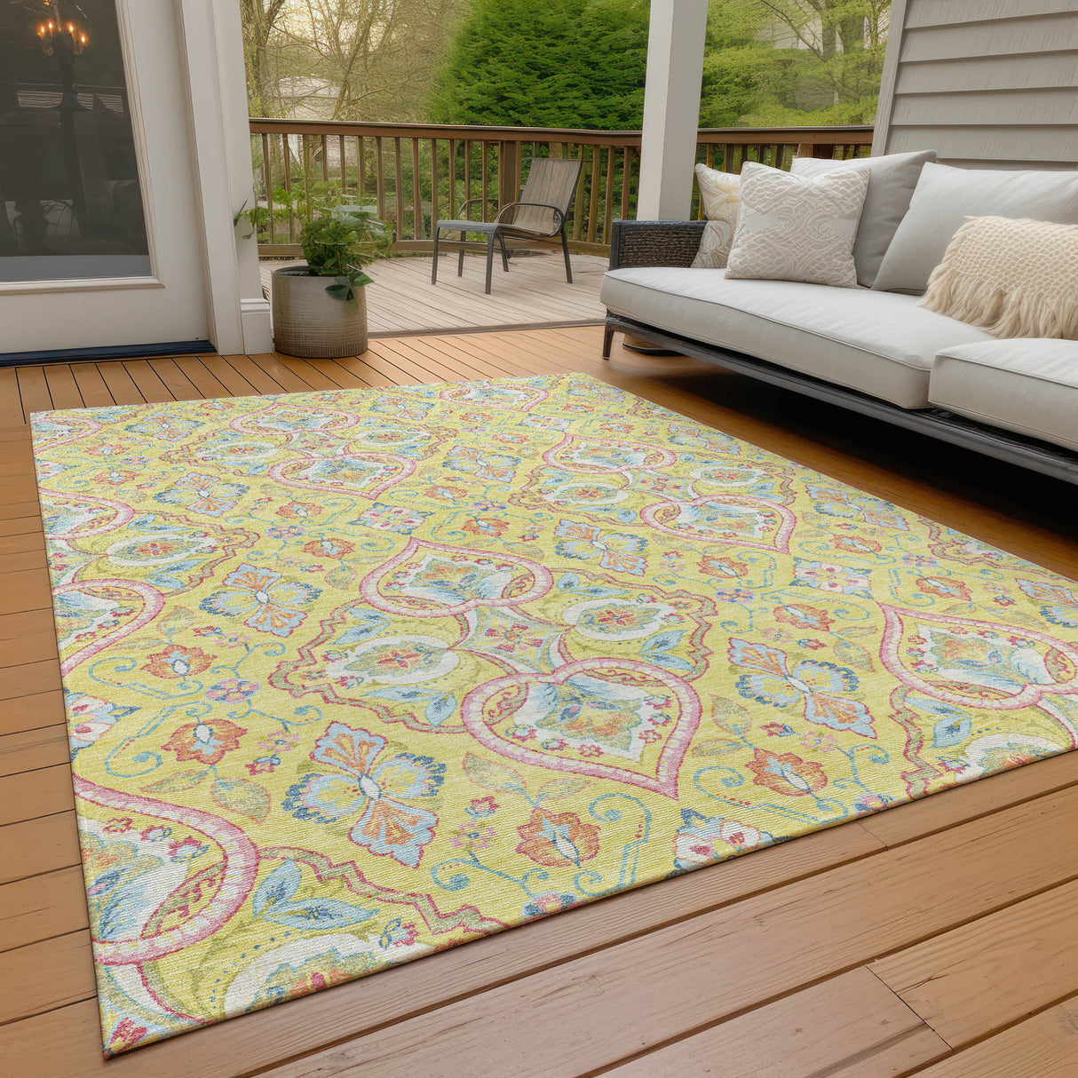 Addison Chantille ACN2207 Bohemian Machine Made Transitional Yellow Rug