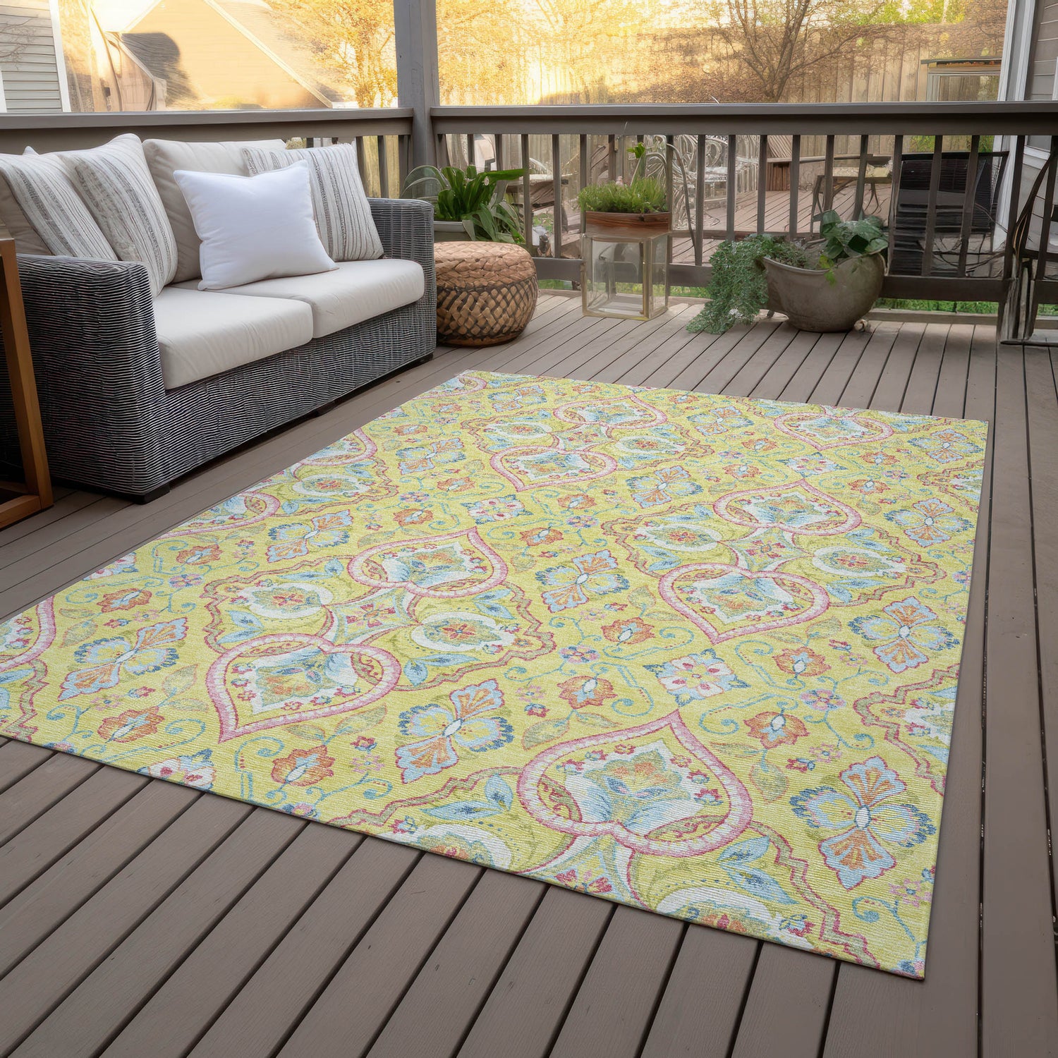 Addison Chantille ACN2207 Bohemian Machine Made Transitional Yellow Rug