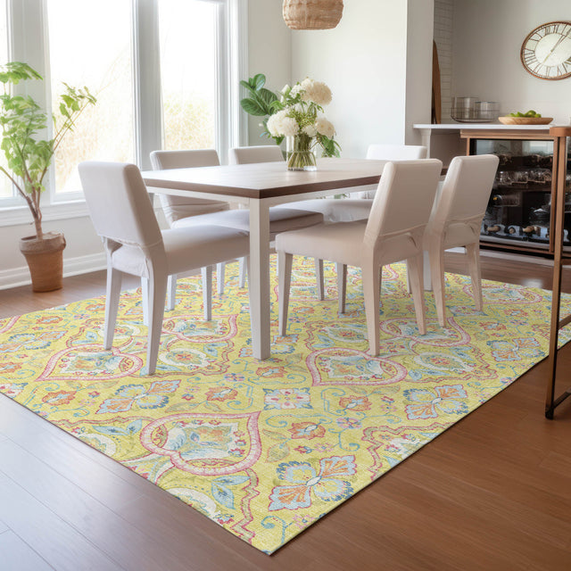 Addison Chantille ACN2207 Bohemian Machine Made Transitional Yellow Rug