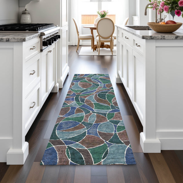 Addison Chantille ACN2208 Geometric Machine Made Transitional Blue Rug