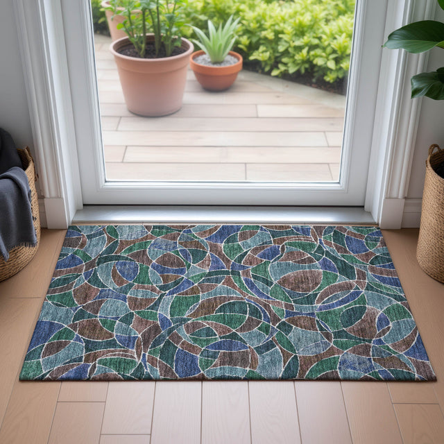 Addison Chantille ACN2208 Geometric Machine Made Transitional Blue Rug