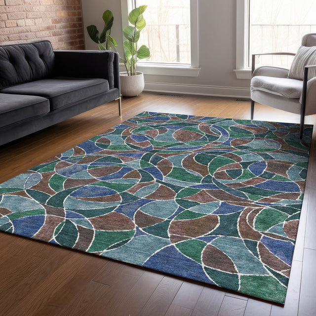Addison Chantille ACN2208 Geometric Machine Made Transitional Blue Rug